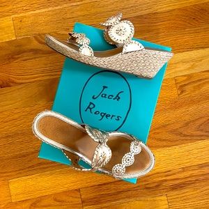 Jack Rogers Shelby Wedge Size 8.5 Platinum